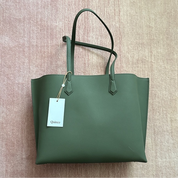 Quince Italian Leather Triple Compartment Tote Olive Green - Picture 9 of 16